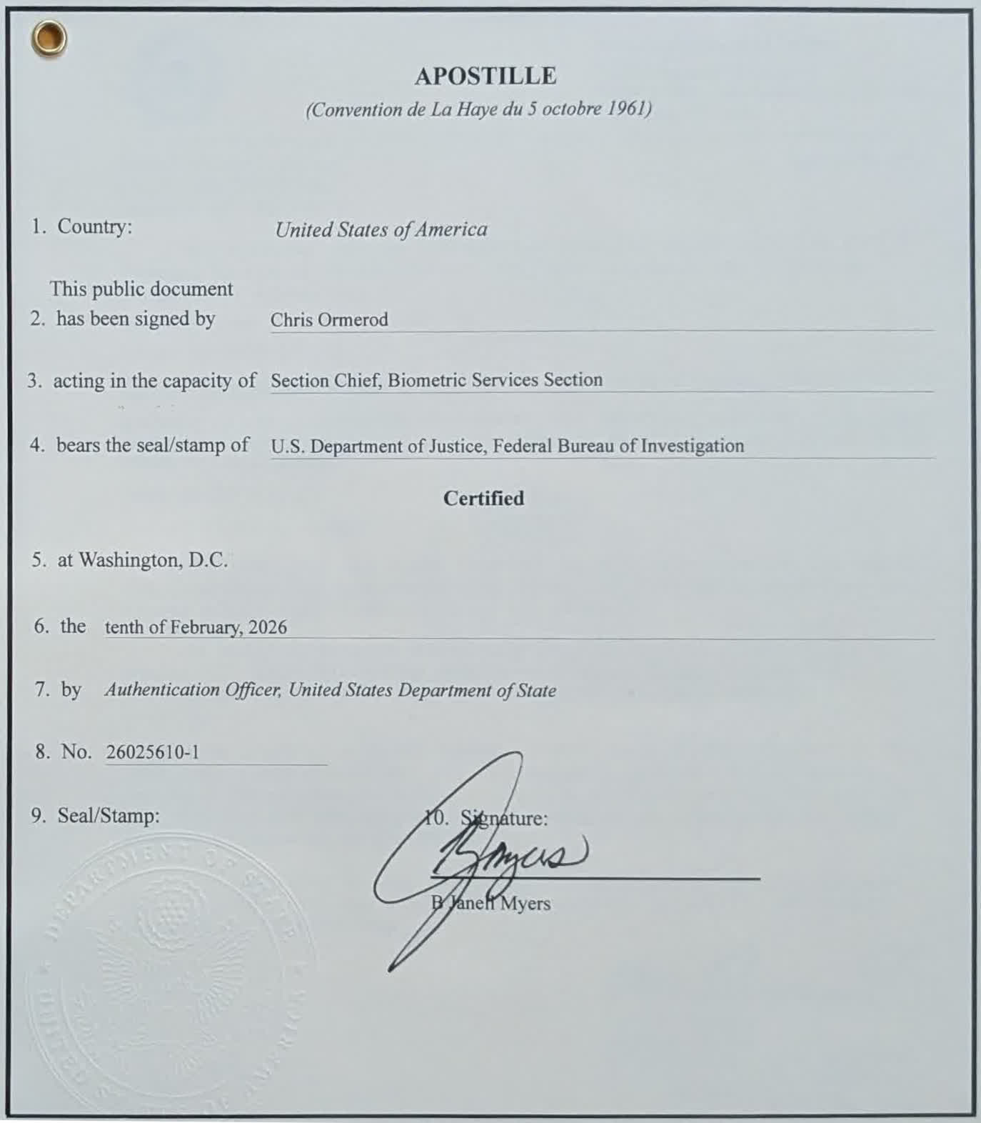 Federal Apostille